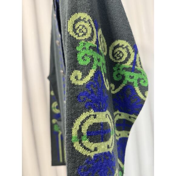 Crisca Italian Wool Cardigan Jacket Size 6 Embroidered W/folk Buttons - Picture 4 of 7